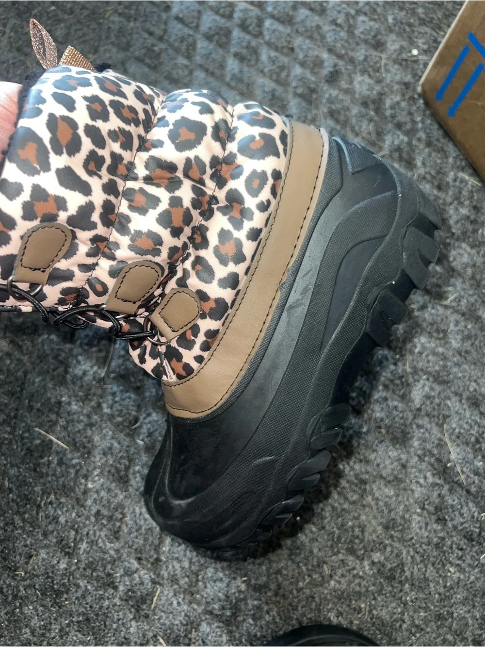 🐆 Members Mark Leopard Print Winter Snow Boots – Girls’ Size 5 Big Kids